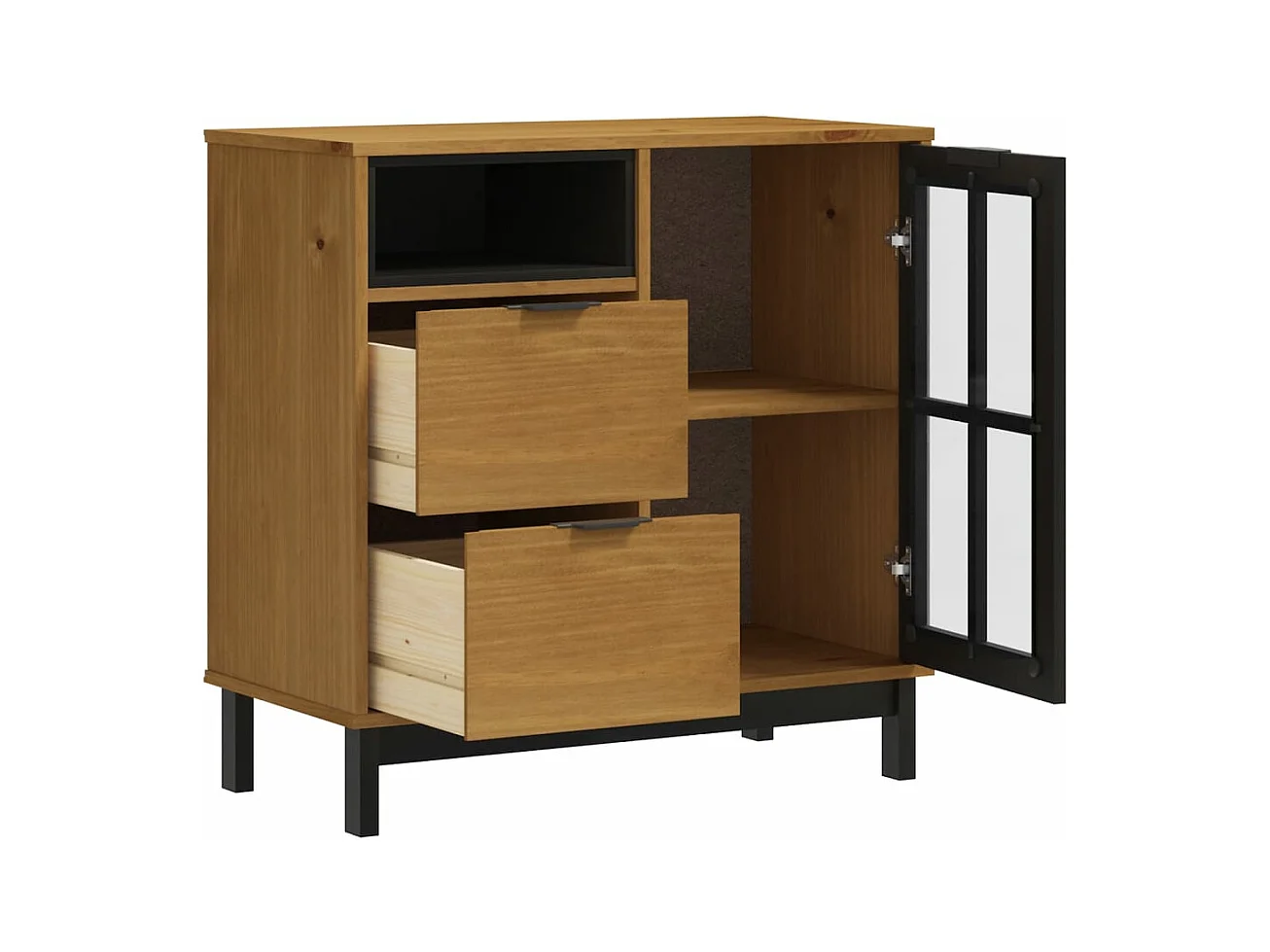 Buffet avec porte vitrée FLAM 80x40x80 bois massif de pin