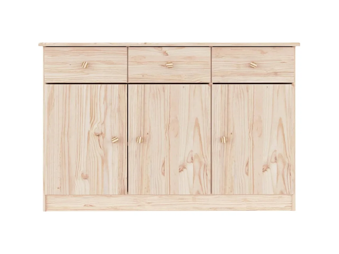 Buffet en bois massif 3 portes 3 tiroirs Malona 112cm – Style intemporel et pratique-Couleur Naturel