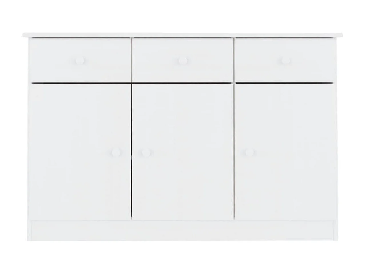 Buffet en bois massif 3 portes 3 tiroirs Malona 112cm – Style intemporel et pratique-Couleur Naturel