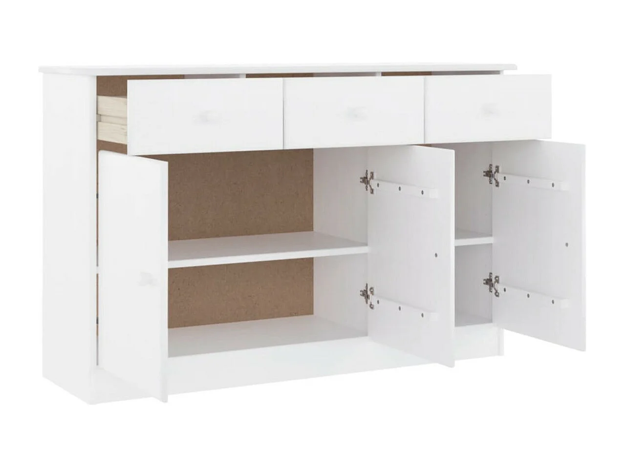 Buffet en bois massif 3 portes 3 tiroirs Malona 112cm – Style intemporel et pratique-Couleur Naturel