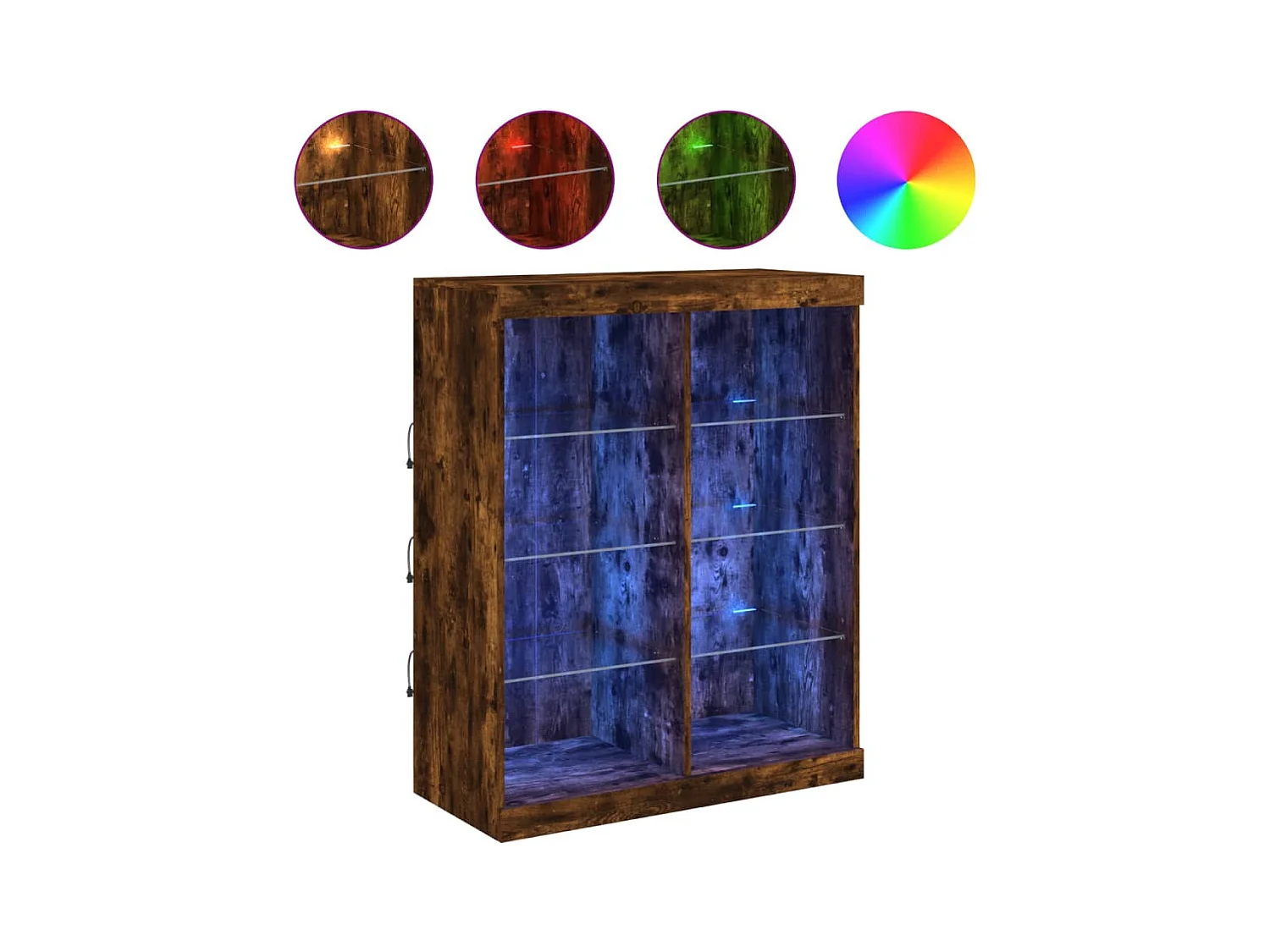 Buffet avec lumières LED chêne fumé 81x37x100