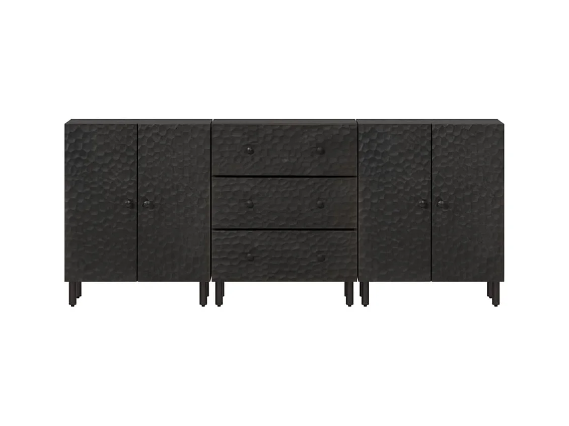 Armoires latérales 3pcs noir 60x33x75 bois massif de manguier