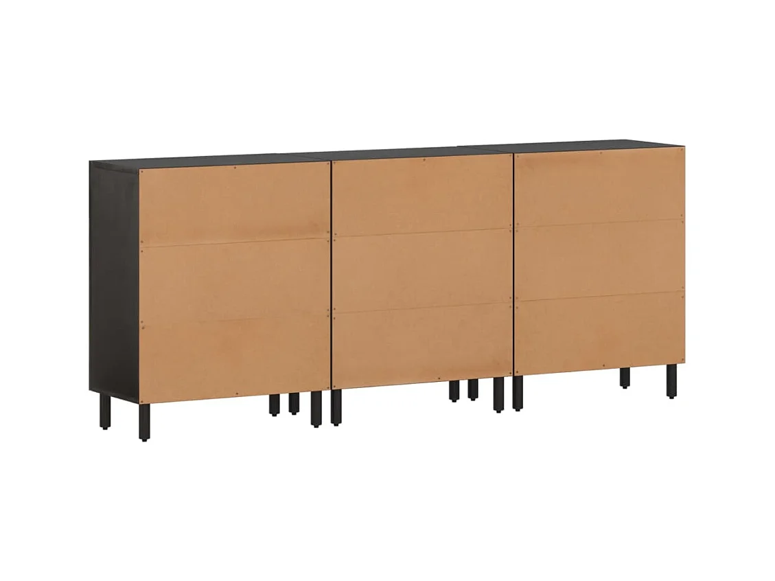 Armoires latérales 3pcs noir 60x33x75 bois massif de manguier