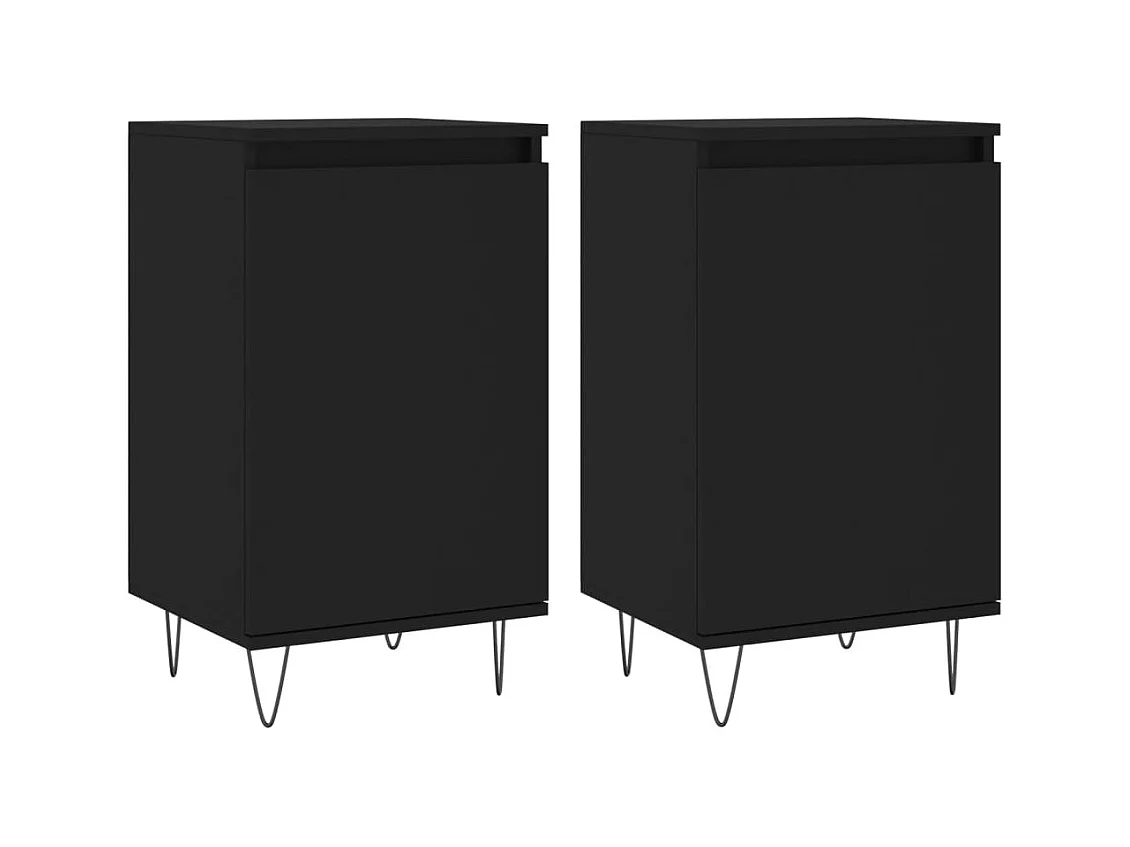 Buffets 2 pcs noir 40x35x70 bois d’ingénierie