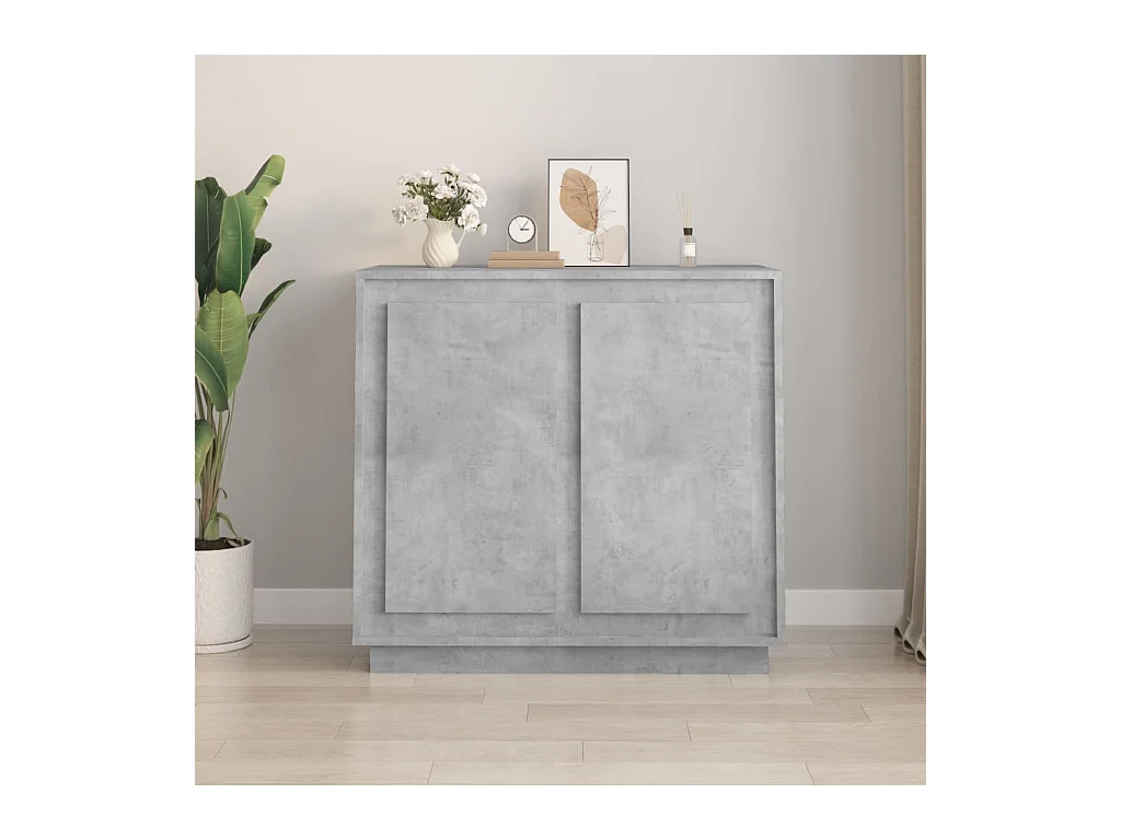 Buffet gris béton 80x34x75 bois d'ingénierie