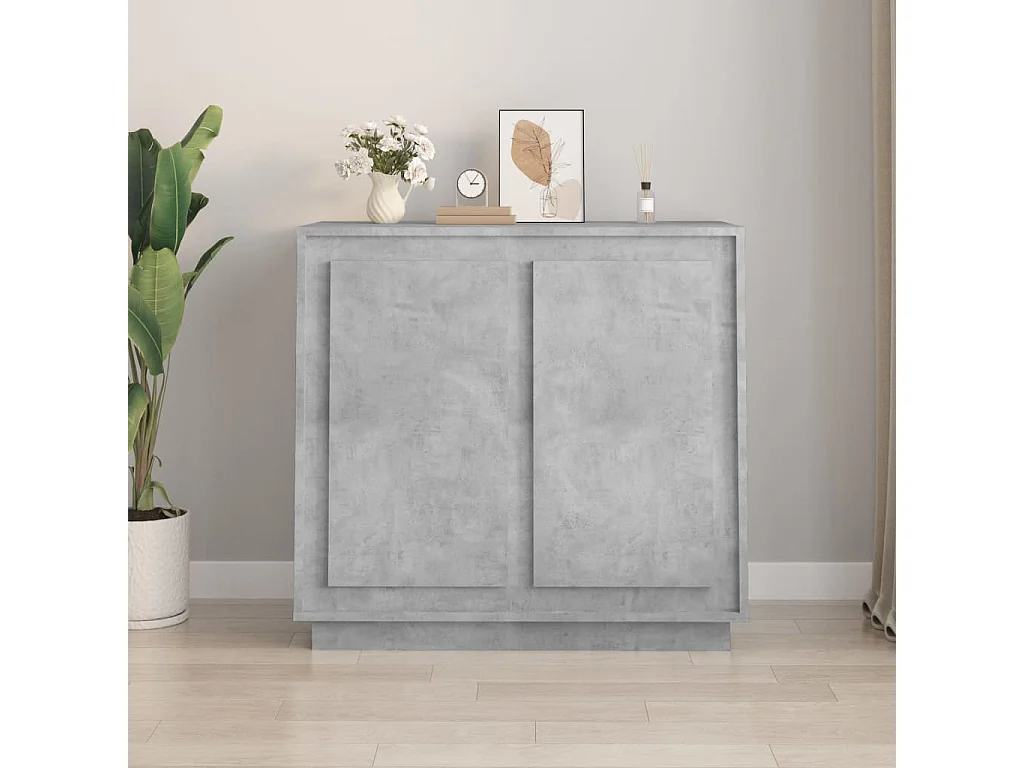 Buffet gris béton 80x34x75 bois d'ingénierie