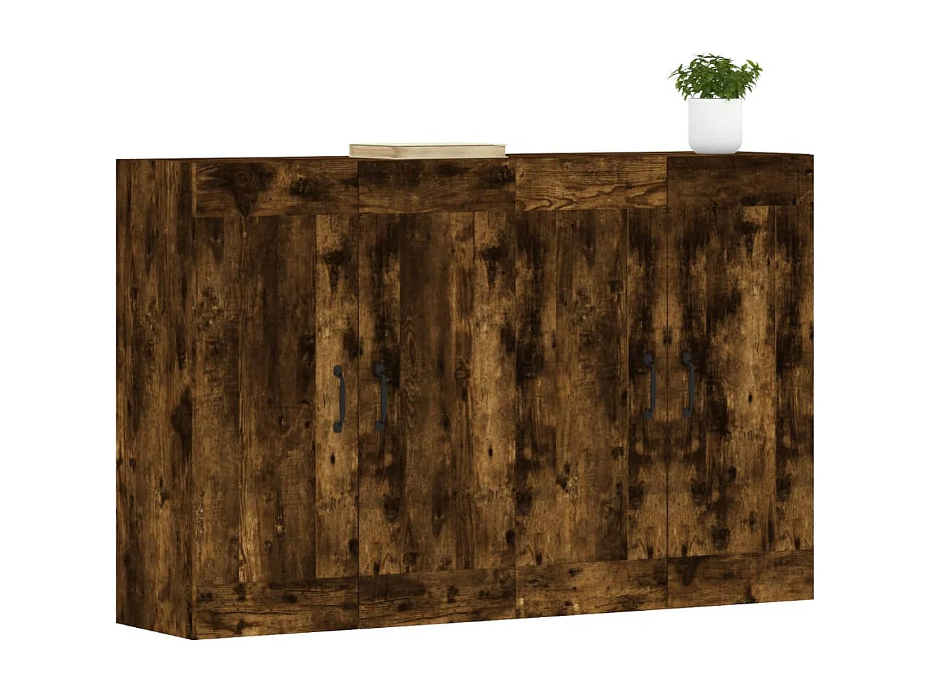 Armoires murales 2 pcs chêne fumé bois d'ingénierie