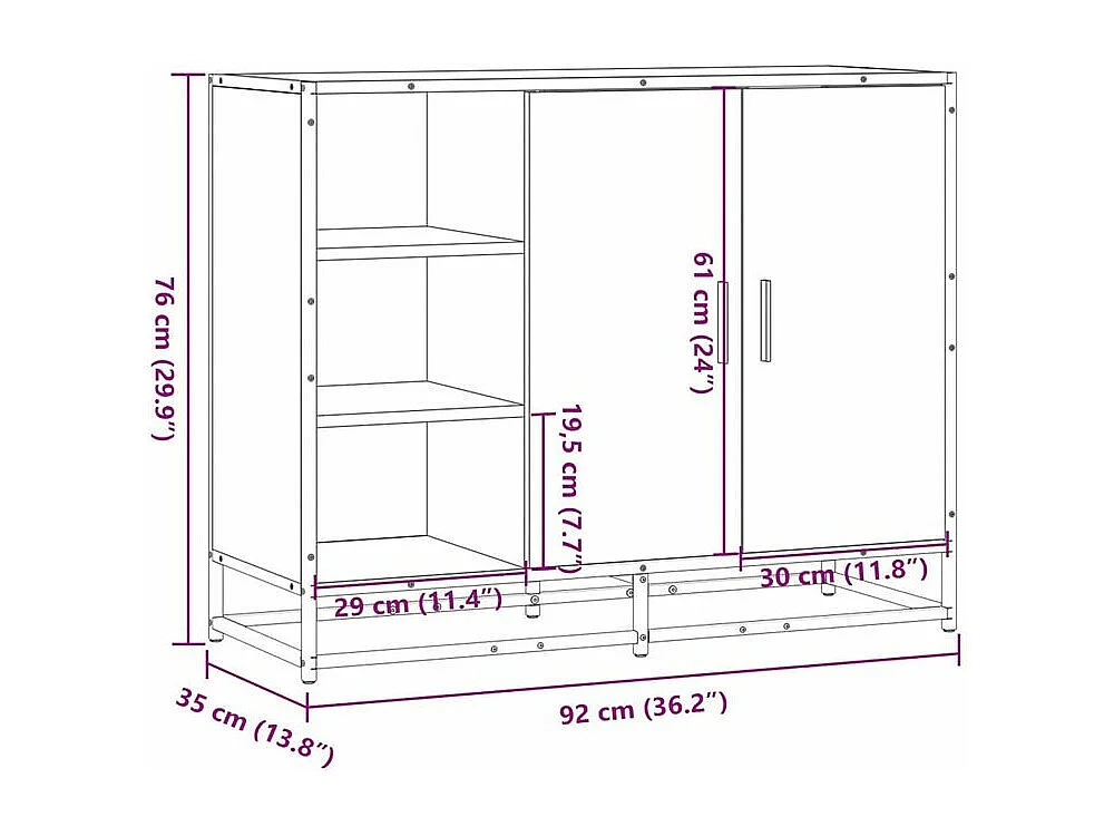 Buffet chêne sonoma 92x35x76 bois d'ingénierie