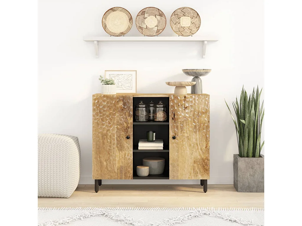 Armoire latérale 90x33x75 bois massif de manguier