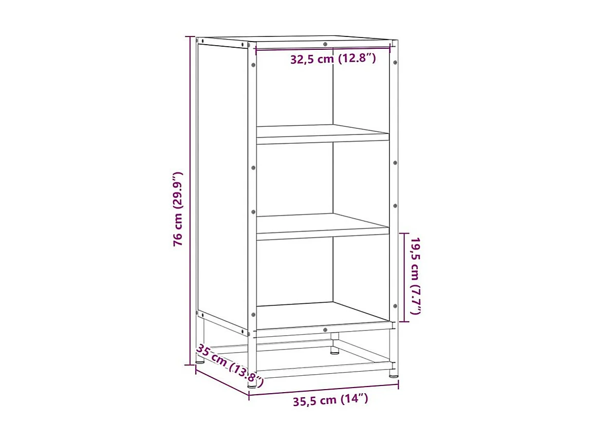 Buffet sonoma gris 35,5x35x76 bois d'ingénierie et métal