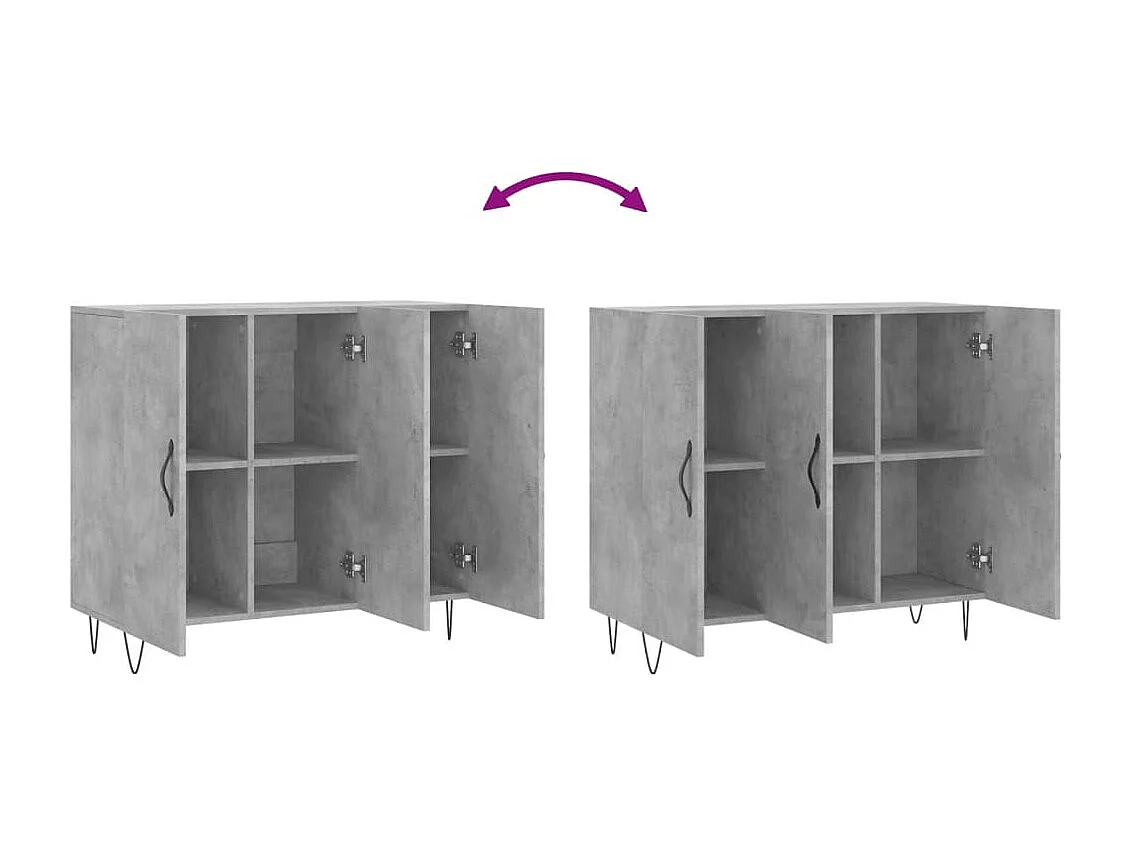 Buffet gris béton 90x34x80 bois d'ingénierie