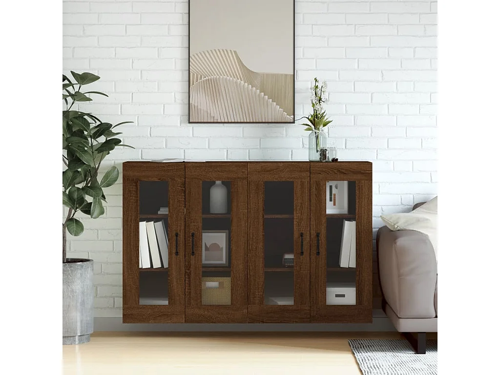 Armoires murales 2 pcs chêne marron bois d'ingénierie