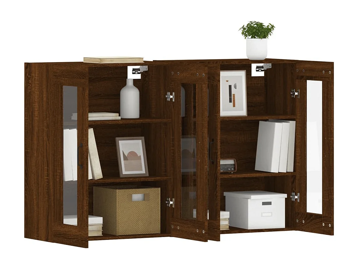 Armoires murales 2 pcs chêne marron bois d'ingénierie