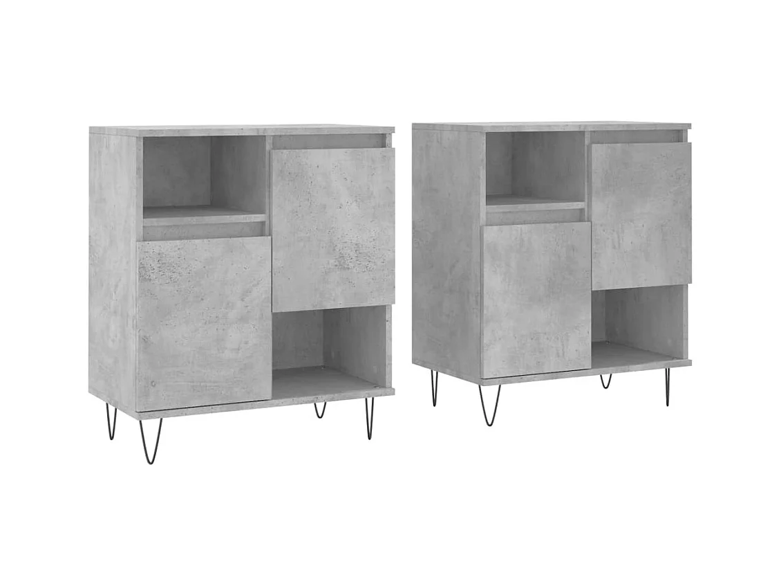Buffets 2 pcs gris béton bois d'ingénierie