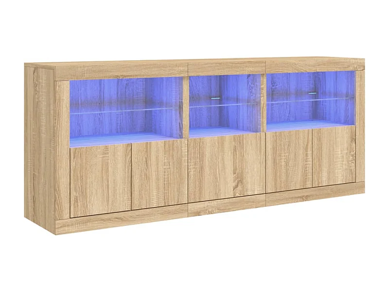 Buffet avec lumières LED chêne sonoma 162x37x67