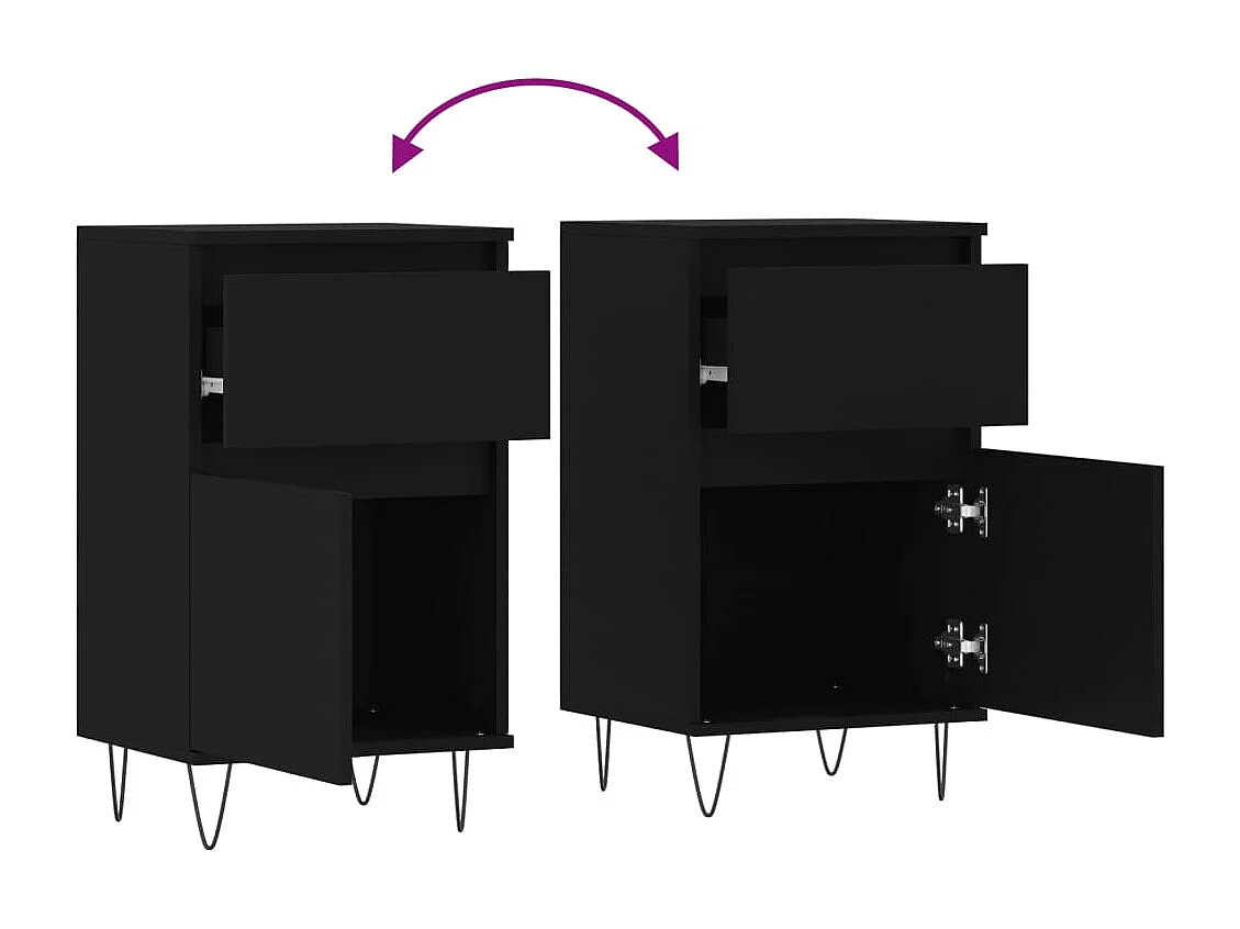 Buffets 2 pcs noir 40x35x70 bois d’ingénierie