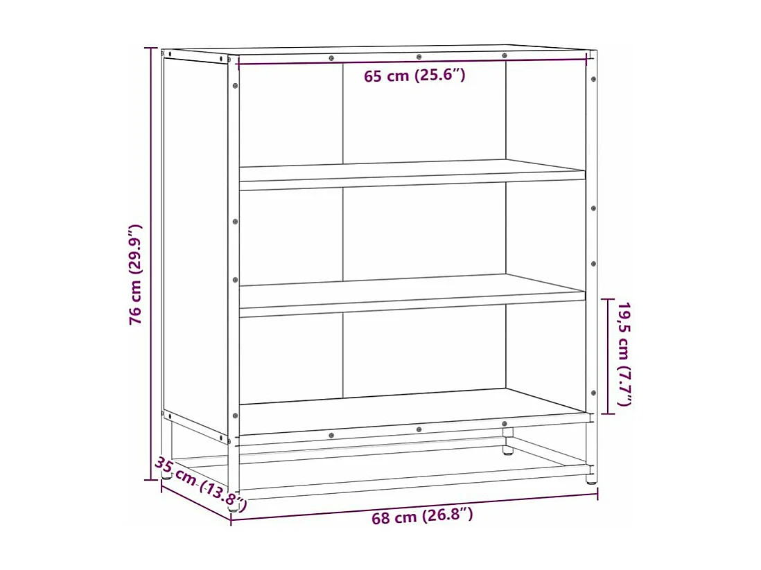 Buffet chêne fumé 68x35x76 bois d'ingénierie et métal