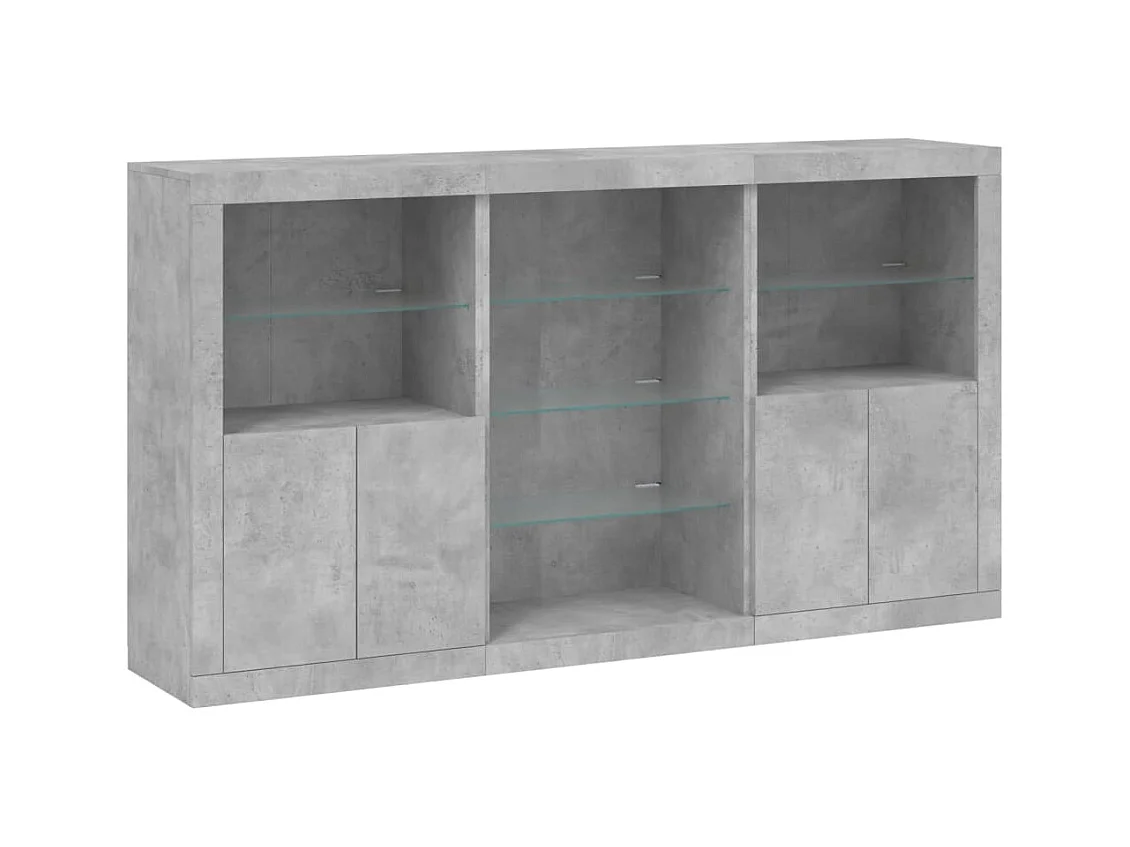 Buffet avec lumières LED gris béton 181,5x37x100