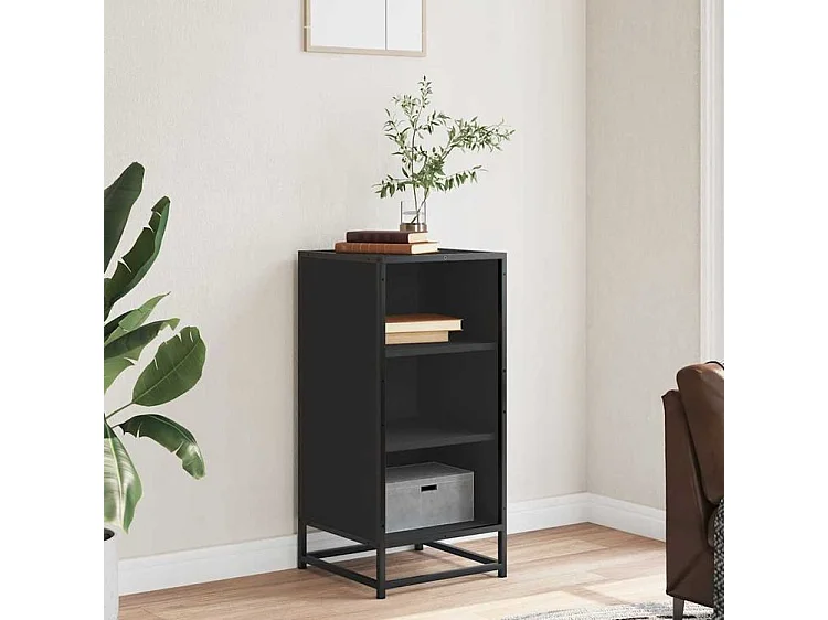 Buffet noir 35,5x35x76 bois d'ingénierie et métal