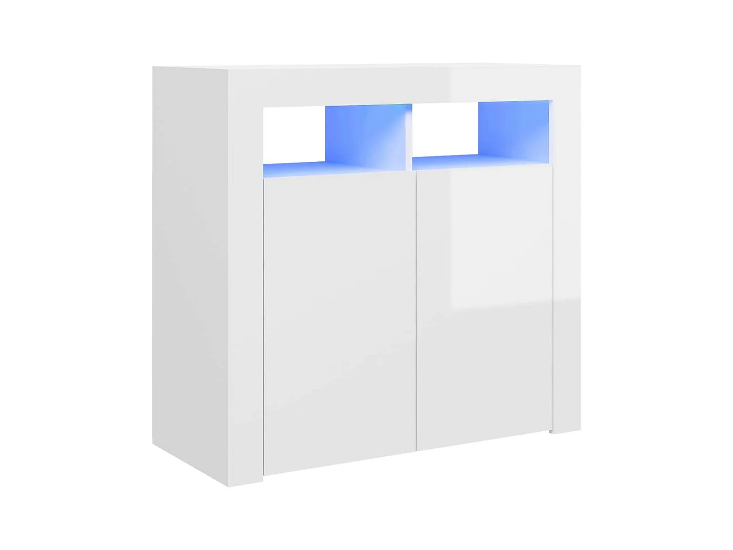 Buffet avec lumières LED Blanc brillant 80x35x75