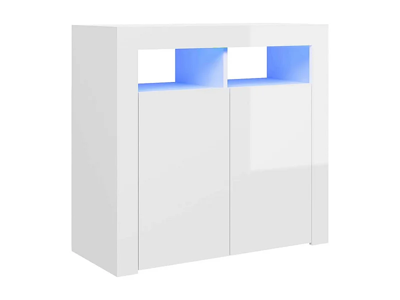Buffet avec lumières LED Blanc brillant 80x35x75