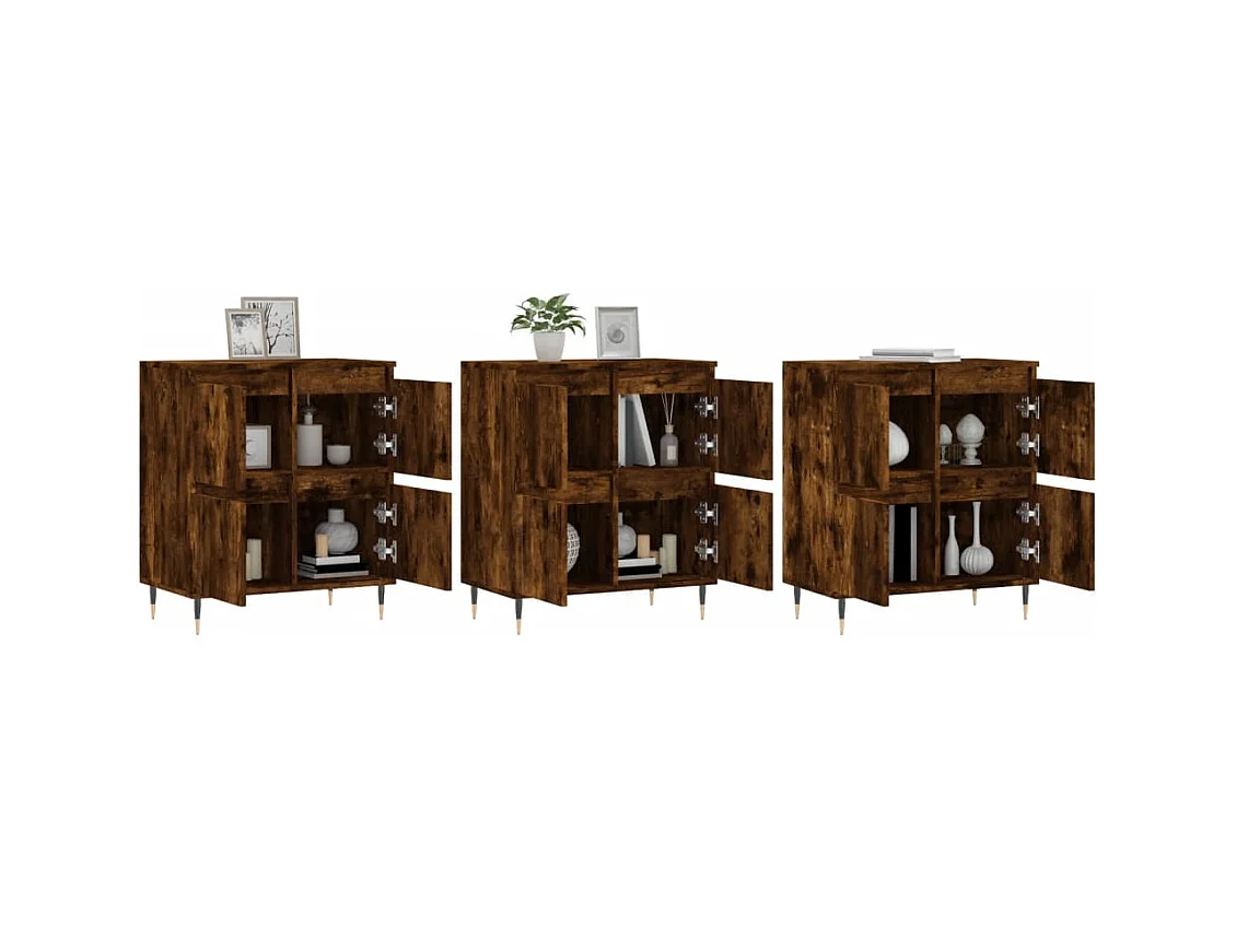 Buffets 3 pcs Chêne fumé Bois d'ingénierie