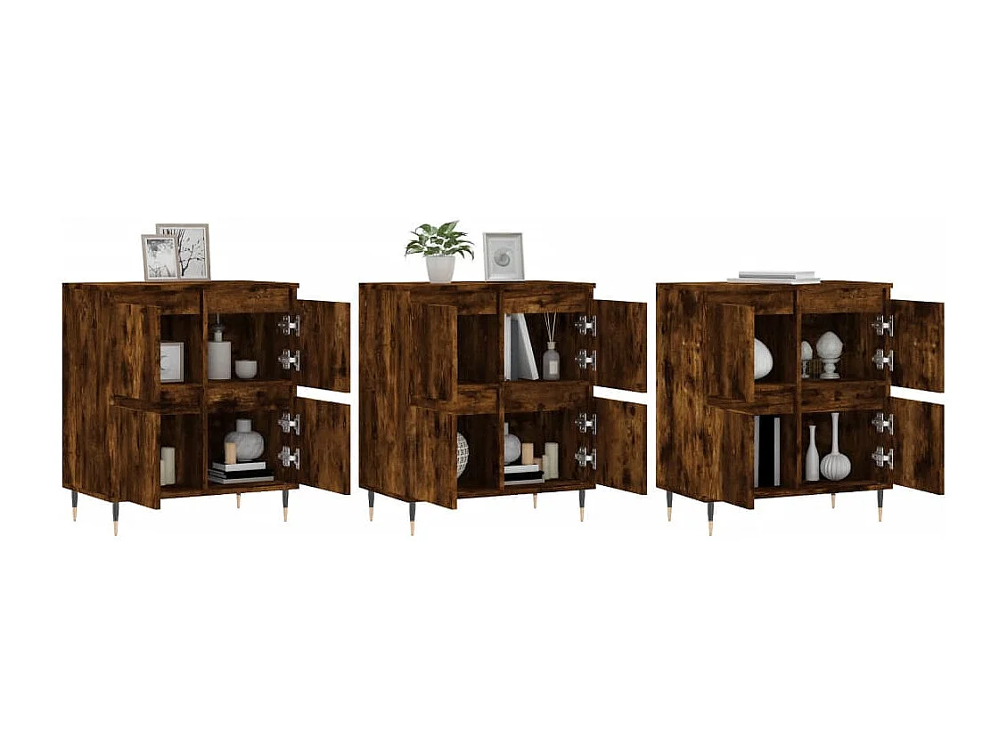 Buffets 3 pcs Chêne fumé Bois d'ingénierie