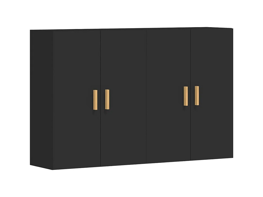 Armoires murales 2 pcs noir bois d'ingénierie