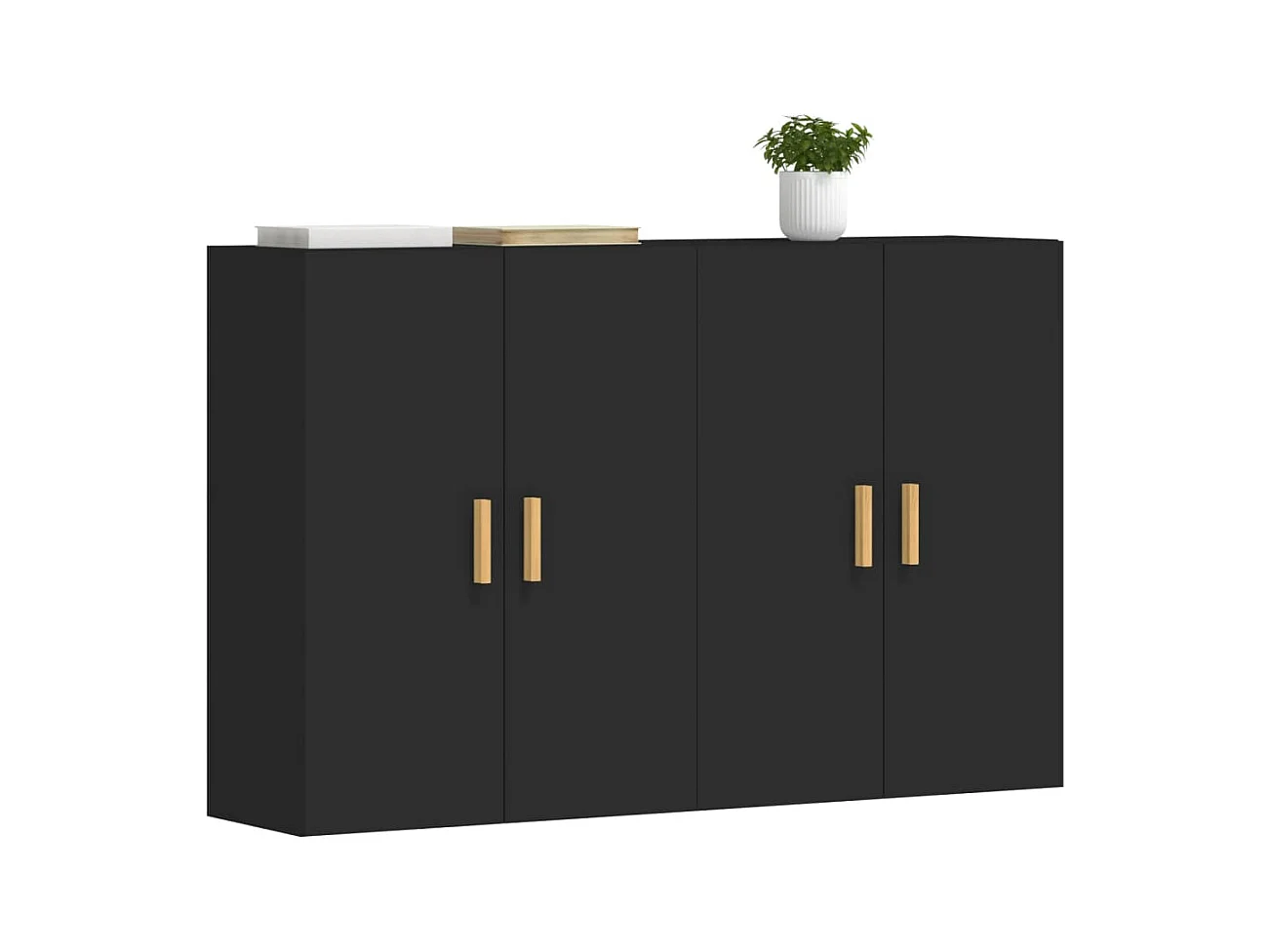 Armoires murales 2 pcs noir bois d'ingénierie