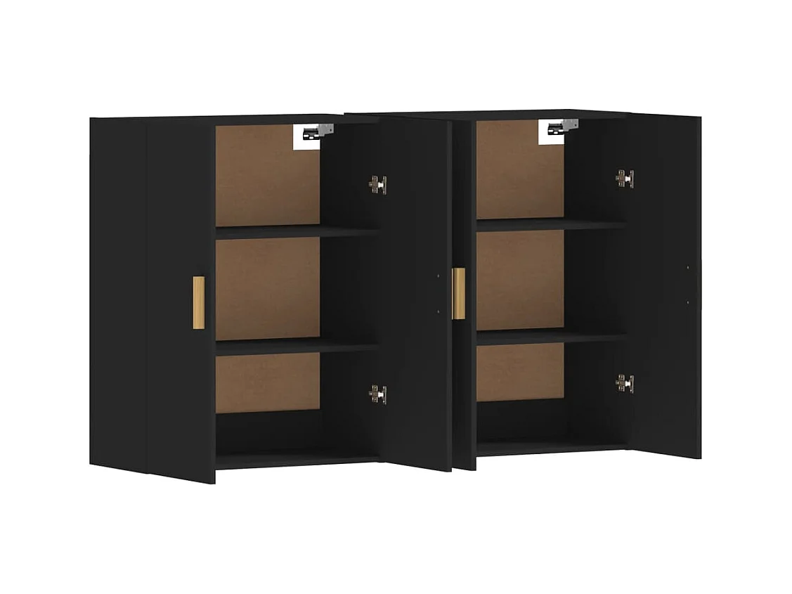 Armoires murales 2 pcs noir bois d'ingénierie