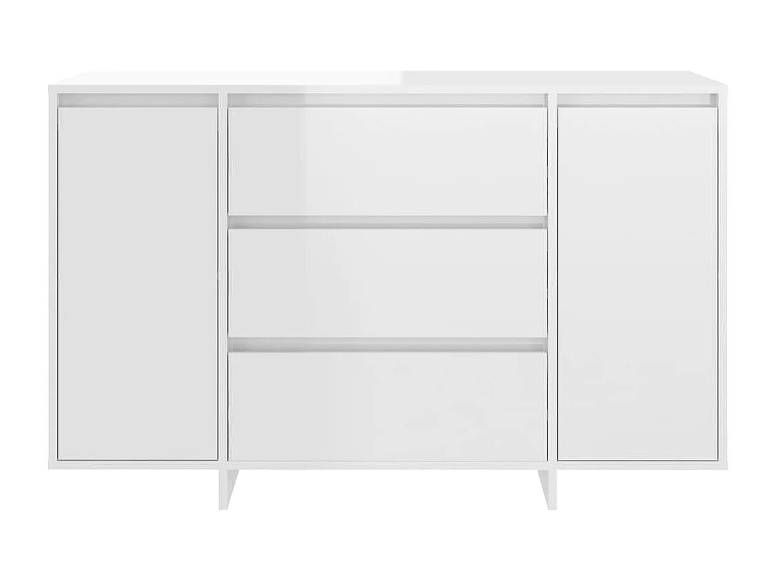 Petit buffet 2 portes 3 tiroirs 120cm – Modèle Camko-Couleur Blanc brillant