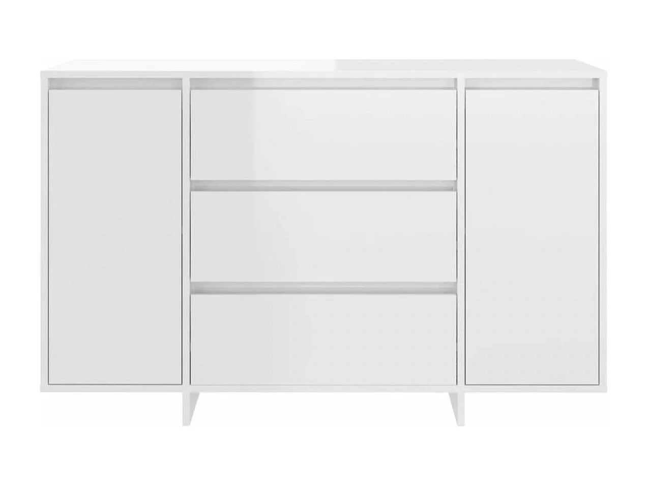 Petit buffet 2 portes 3 tiroirs 120cm – Modèle Camko-Couleur Blanc brillant