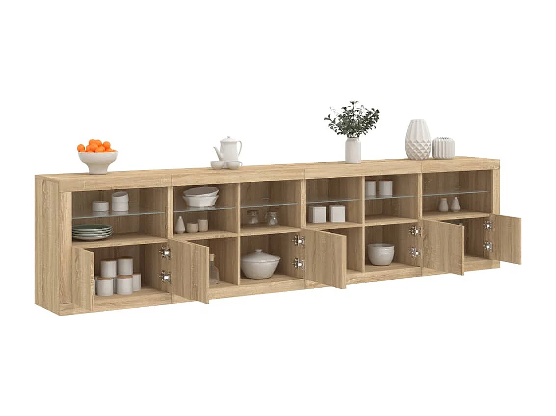 Buffet avec lumières LED chêne sonoma 283x37x67