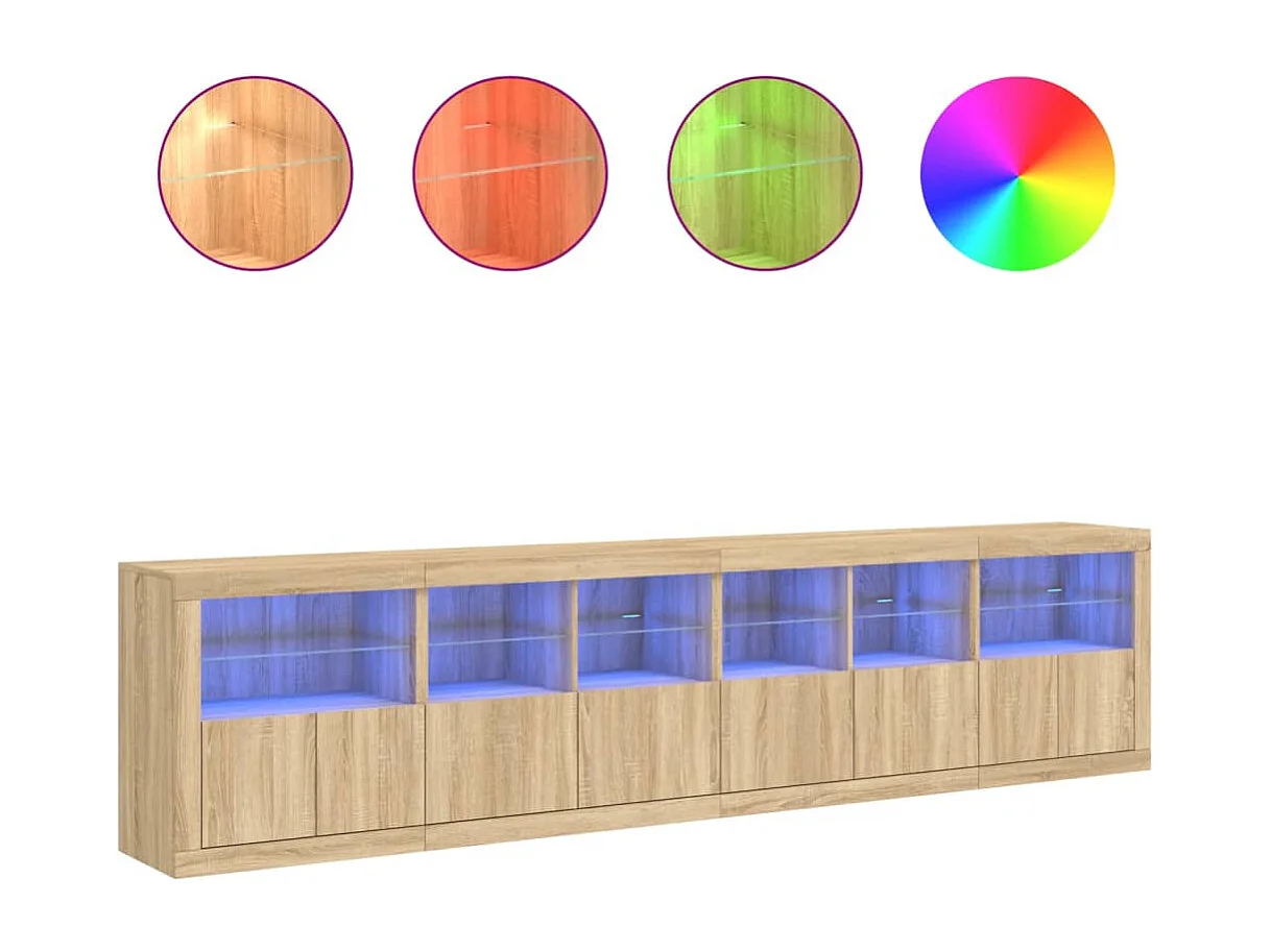 Buffet avec lumières LED chêne sonoma 283x37x67