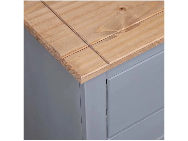 Buffet 3 portes 3 tiroirs en bois de pin massif Autika 135cm – Élégance rustique et praticité-Couleur Gris