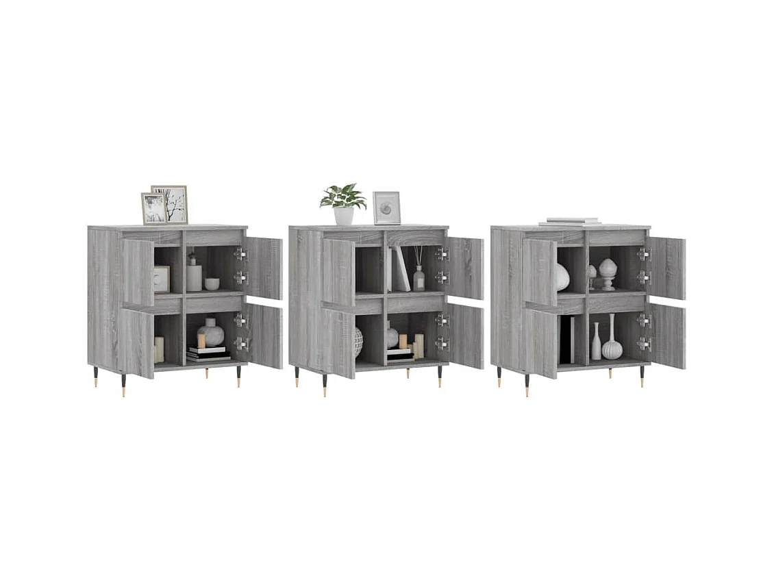 Buffets 3 pcs Sonoma gris Bois d'ingénierie