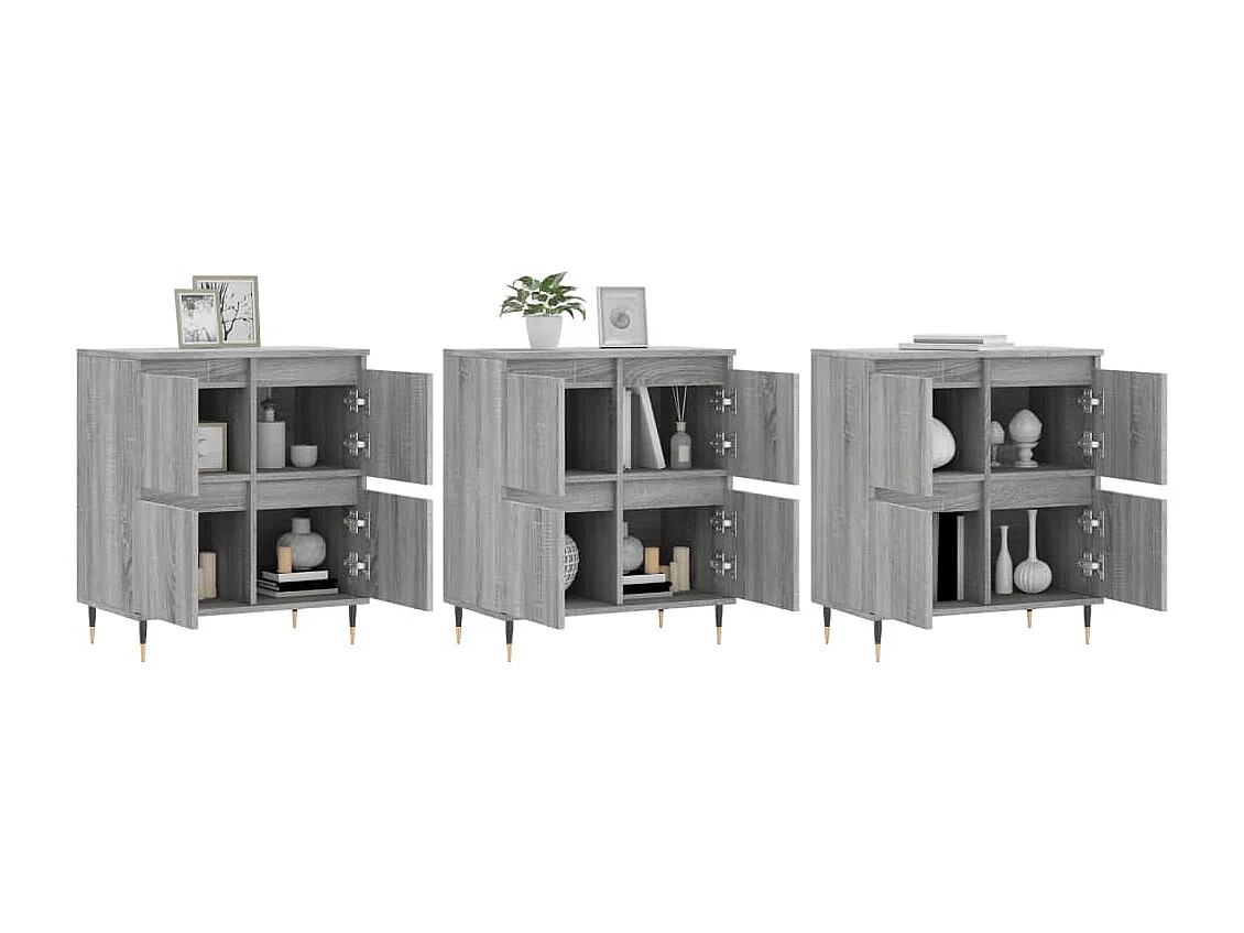 Buffets 3 pcs Sonoma gris Bois d'ingénierie