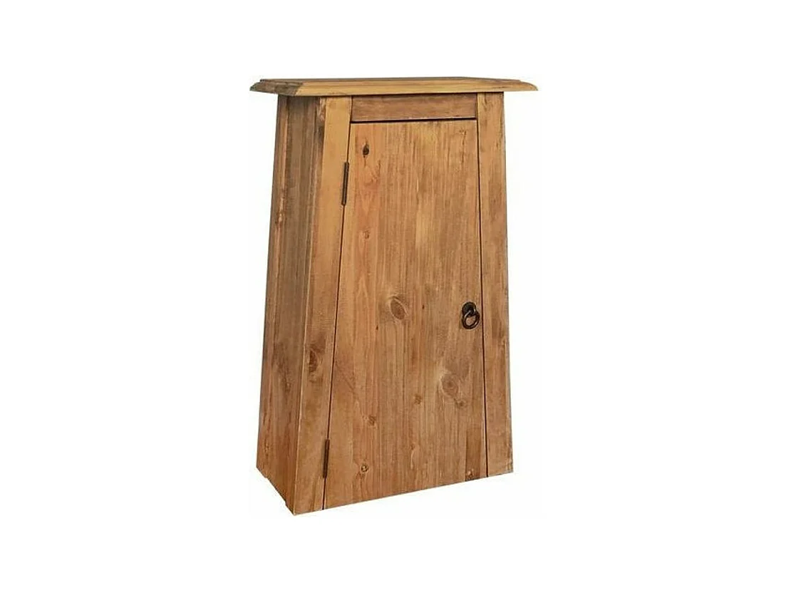 Armoire 1 porte 1 étagère pin recyclé clair Caged