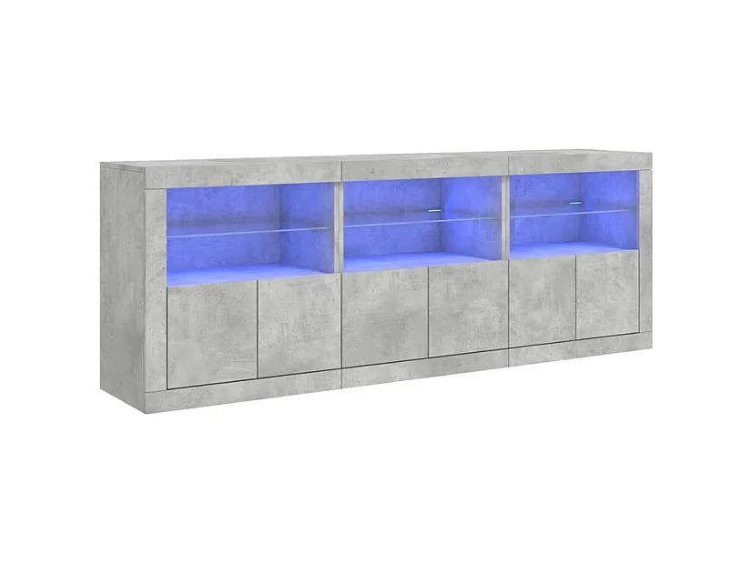 Buffet avec lumières LED gris béton 181,5x37x67
