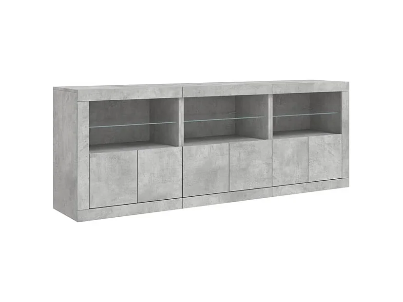 Buffet avec lumières LED gris béton 181,5x37x67