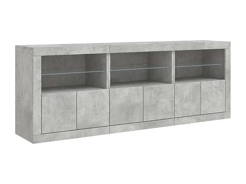Buffet avec lumières LED gris béton 181,5x37x67