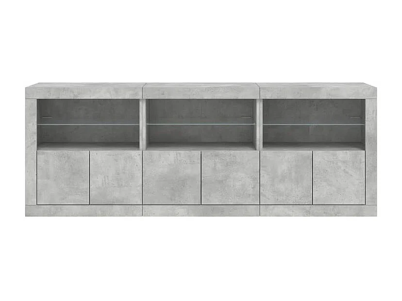 Buffet avec lumières LED gris béton 181,5x37x67