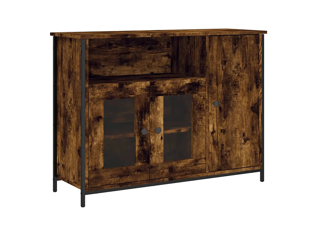 Petit buffet classique Krypta 100cm – Élégance et fonctionnalité-Couleur Marron fumé