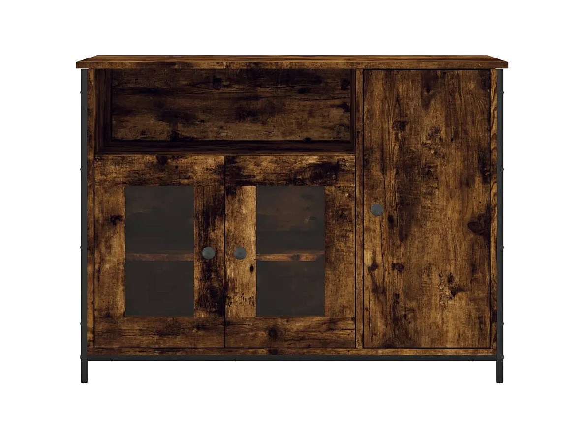 Petit buffet classique Krypta 100cm – Élégance et fonctionnalité-Couleur Marron fumé