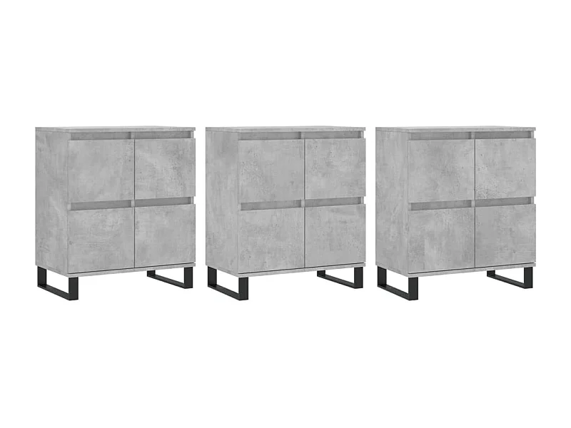 Buffets 3 pcs gris béton bois d'ingénierie