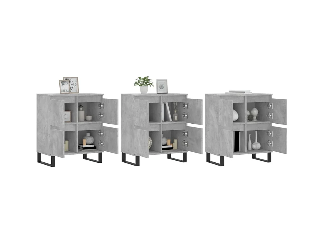 Buffets 3 pcs gris béton bois d'ingénierie