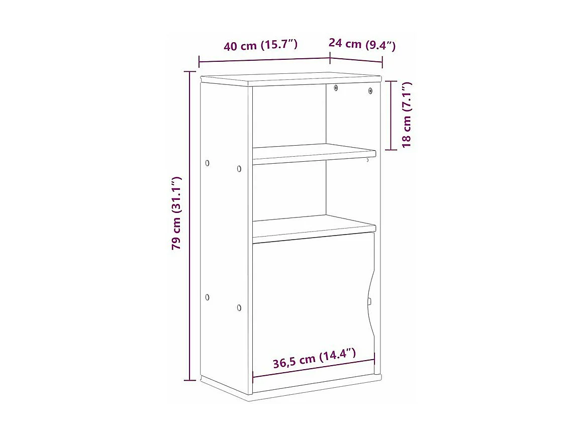 Armoire latérale ODDA blanc 40x24x79 bois massif pin