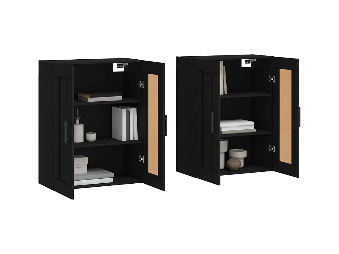 Armoires murales 2 pcs noir bois d'ingénierie