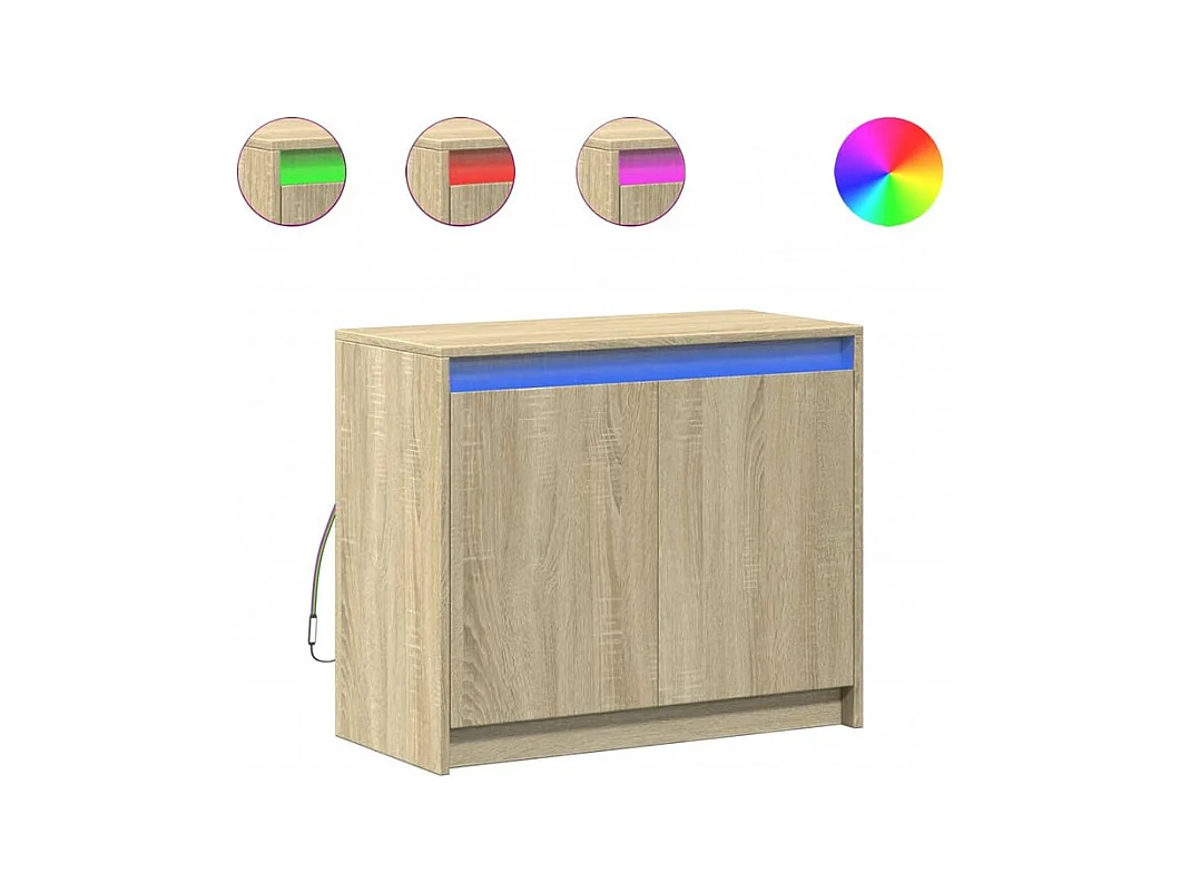Buffet avec LED chêne sonoma 72x34x61 bois d'ingénierie
