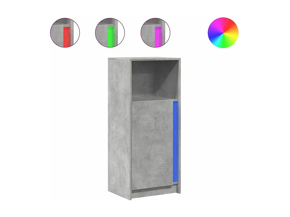 Buffet avec LED gris béton 42,5x34x100 bois d'ingénierie